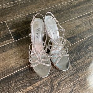 Silver Strappy Heels (Size 7.5 / Size 8)